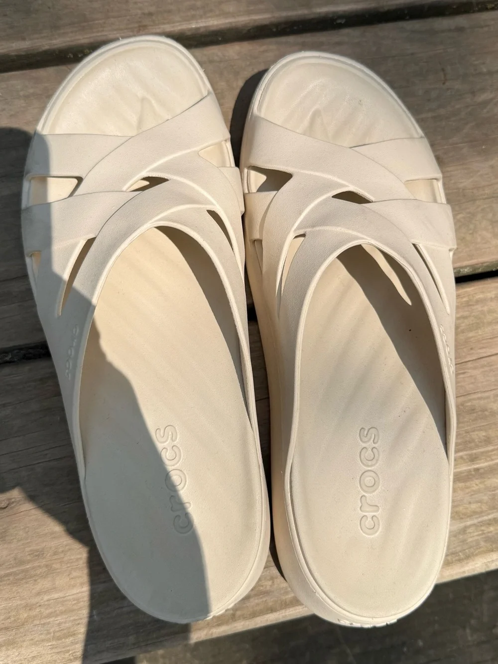 CROCS Women's Slide Sandals in Off-White/Cream